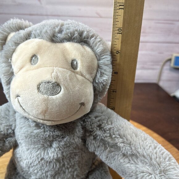 Silver One Intl Plush Stuffed Monkey 10” Sitting Gray toy Stuffed Animal - Picture 2 of 5